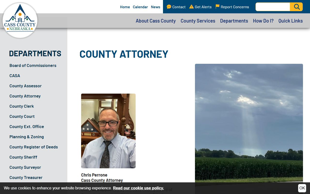 Cass County Attorney page with prosecutor office information